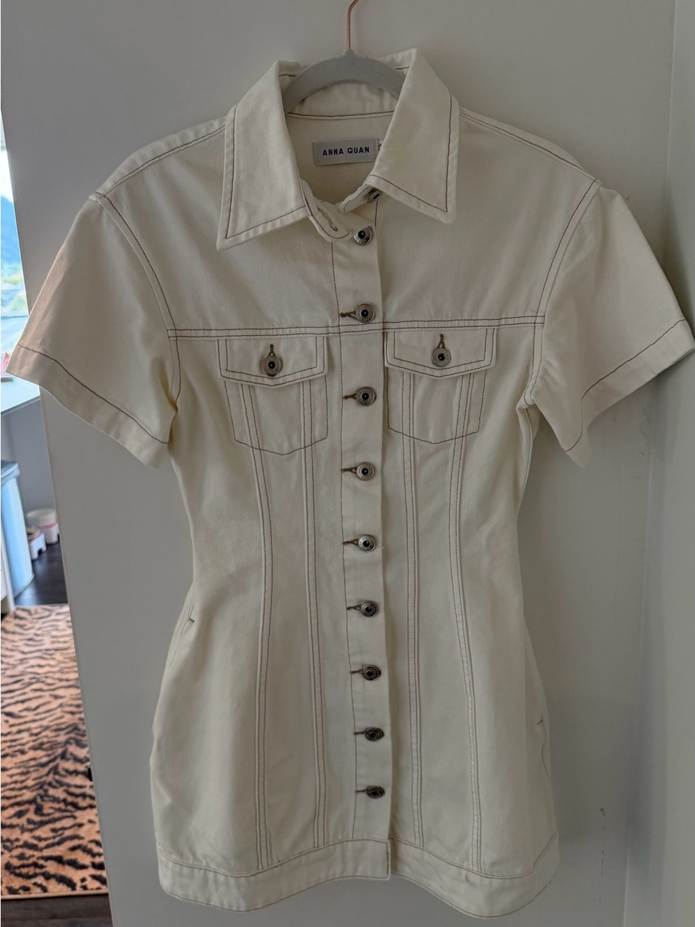 Anna Quan Cream Short Sleeve Button-Down Tunic